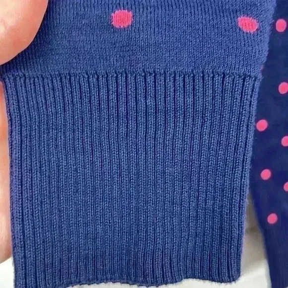 Liz Claiborne 3/4 Sleeve Pullover Polka Dot Sweater Size Petite Small Navy/Pink - Picture 6 of 9